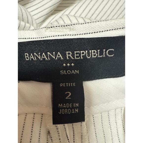 Banana Republic Sloan White Mid Rise Striped Straight Crop Trousers Pants Size 2 - Picture 4 of 5